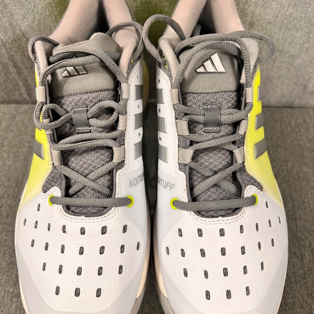 Adidas Court Adituff Pickleball White Lucid Lemon Sneakers Tennis Sz 10 Athletic - Picture 5 of 10